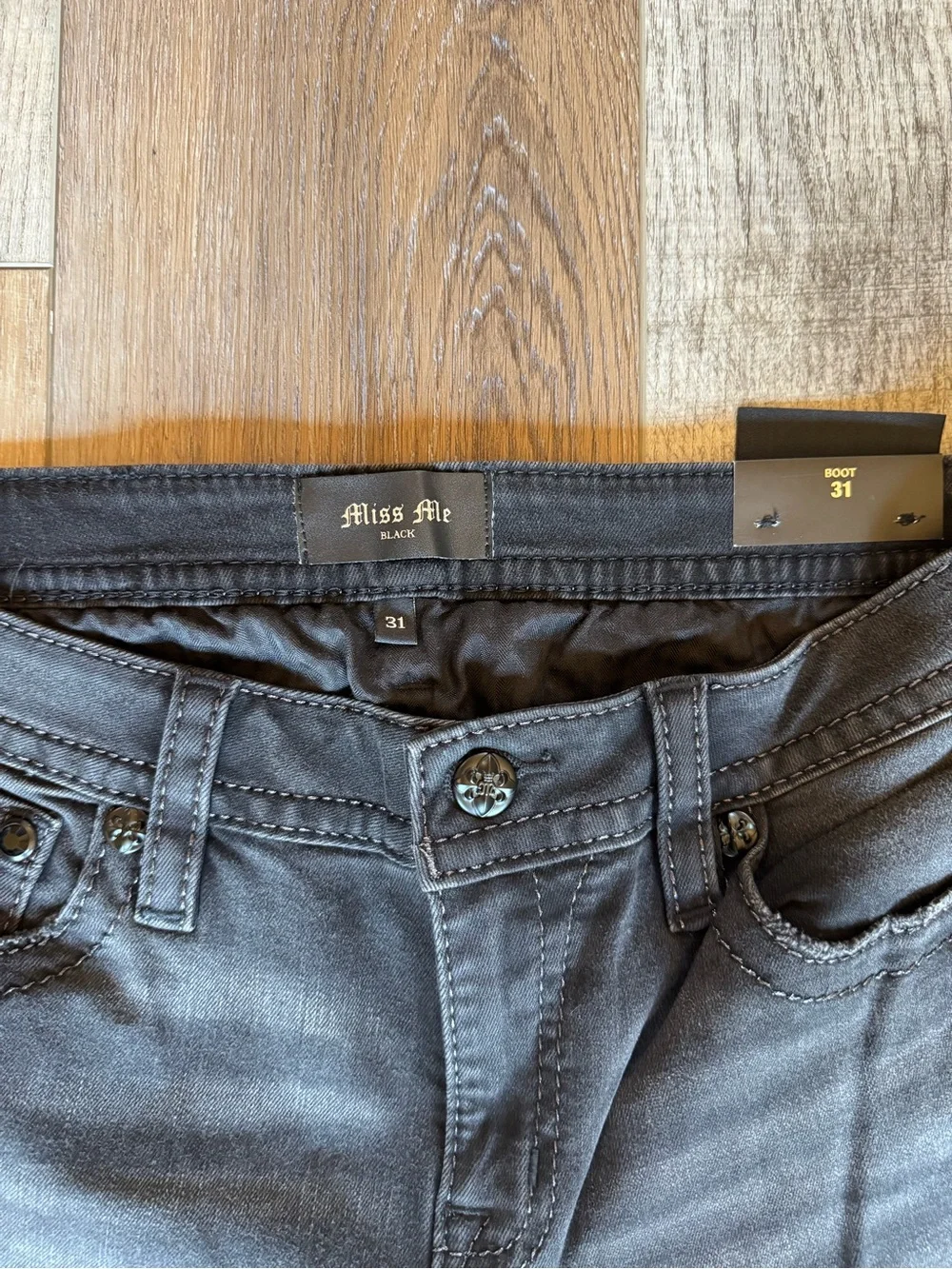 Miss Me Risa Black Bootcut Jeans with Embellished Butterfly Pocket